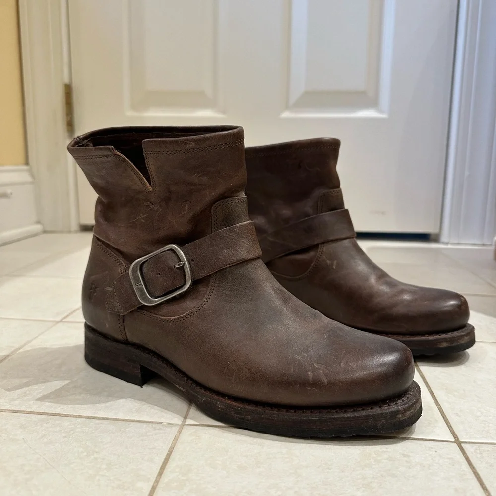 Frye Brown Leather Ankle Boots - Picture 1 of 12